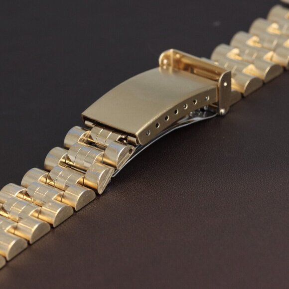 Hadley-Roma 20mm Curved Yellow Gold Plated Men's Watch Bracelet/Band, STR402YC - Picture 1 of 3